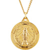24K Gold Plated 25mm Round Miraculous Medal 24-Inch Necklace