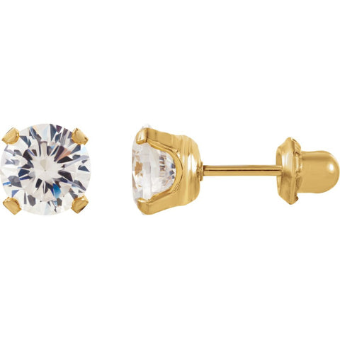 14k Yellow Gold Cubic Zirconia Inverness Piercing Earrings 14k Yellow Gold Cubic Zirconia Inverness Piercing Earrings