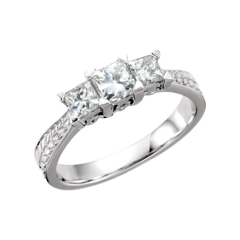 14k White Gold 1 CTW Diamond 3-Stone Anniversary Ring, Size 6 14k White Gold 1 CTW Diamond 3-Stone Anniversary Ring, Size 6