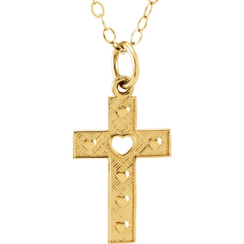 14k Yellow Gold Cross 15" Youth Necklace 14k Yellow Gold Cross 15" Youth Necklace