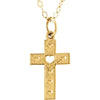 Kid's Heart Cross 15-inch Necklace in 14k Yellow Gold Kid's Heart Cross 15-inch Necklace in 14k Yellow Gold