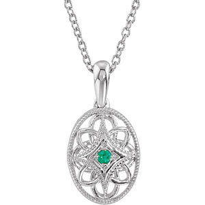 Sterling Silver Emerald 18" Necklace