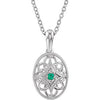 Decorative Gemstone Fashion Necklace in Sterling Silver ( 18.00-Inch )