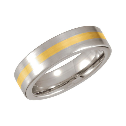 Cobalt & 14k Yellow Gold 6mm Flat Band Size 10 Cobalt & 14k Yellow Gold 6mm Flat Band Size 10