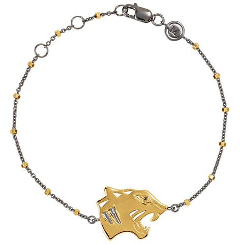 18k Yellow Gold Vermeil Tiger Black Rhodium-Plated 7.5" Bracelet for Power 18k Yellow Gold Vermeil Tiger Black Rhodium-Plated 7.5" Bracelet for Power