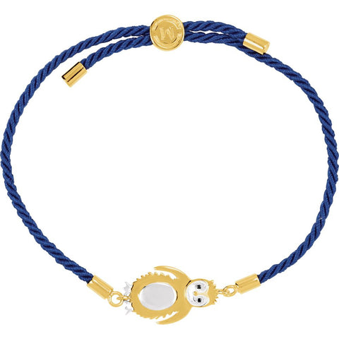 18k Yellow Gold Vermeil Penguin Blue Satin 7.5" Bracelet for Loyalty 18k Yellow Gold Vermeil Penguin Blue Satin 7.5" Bracelet for Loyalty