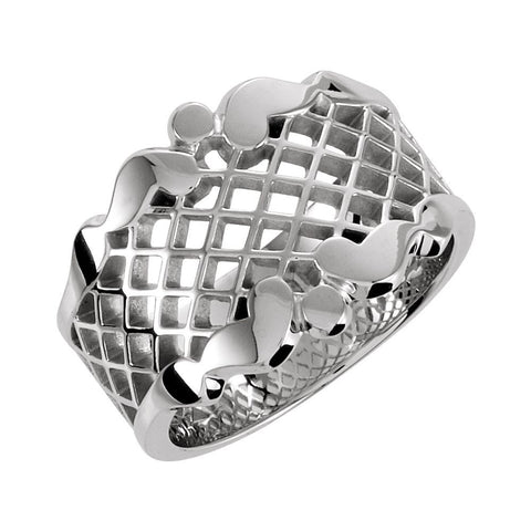 14k White Gold 14.5mm Latticework Band, Size 6 14k White Gold 14.5mm Latticework Band, Size 6