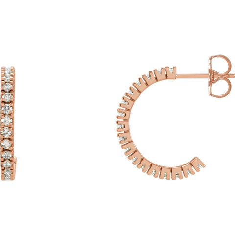 14k Rose Gold 1/2 CTW Diamond Hoop Earrings