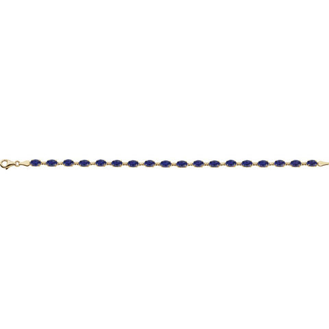 14k Yellow Gold Lab-Grown Blue Sapphire 7" Bracelet