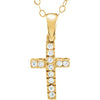 Kid's CZ Cross Pendant with Chain in 14k Yellow Gold