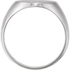 14k White Gold 14x12mm Solid Oval Men's Signet Ring, Size 11