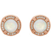 14k Rose Gold Opal & 1/6 CTW Diamond Earrings
