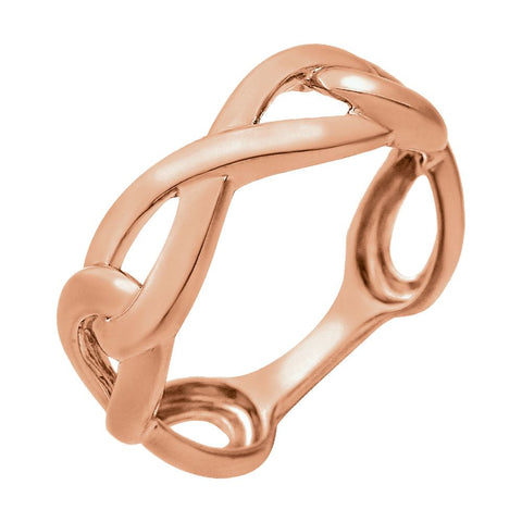 14k Rose Gold Infinity-Inspired Ring, Size 7 14k Rose Gold Infinity-Inspired Ring, Size 7