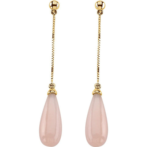 14k Yellow Gold Pink Opal Earrings