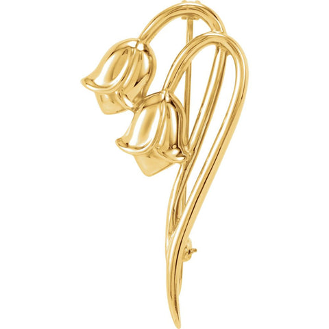 14k Yellow Gold Floral-Inspired Brooch