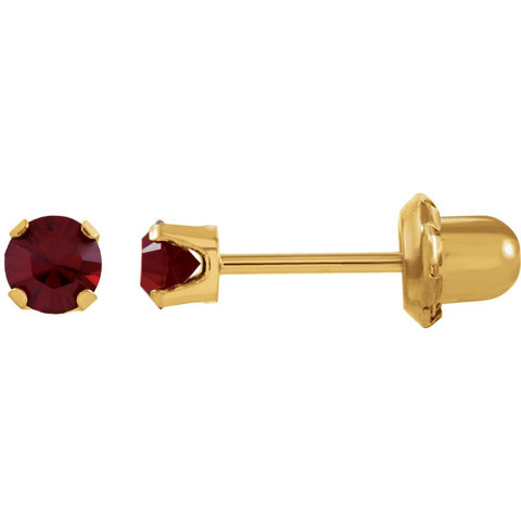 14k Yellow Gold Solitaire "January" Birthstone Piercing Earrings 14k Yellow Gold Solitaire "January" Birthstone Piercing Earrings