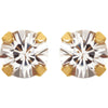 24K Yellow with Stainless Steel Solitaire "April" Birthstone Piercing Earrings