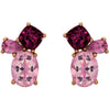 14k Rose Gold Baby Pink Topaz, Rhodolite Garnet & Pink Tourmaline Earrings