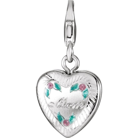 Sterling Silver Mom Locket Charm Sterling Silver Mom Locket Charm