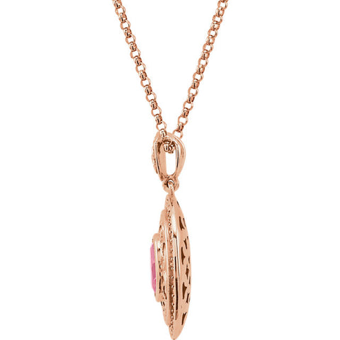 14k Rose Gold Pink Tourmaline & 1/5 CTW Diamond 18" Necklace