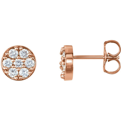 14k Rose Gold 3/8 CTW Diamond Cluster Earrings