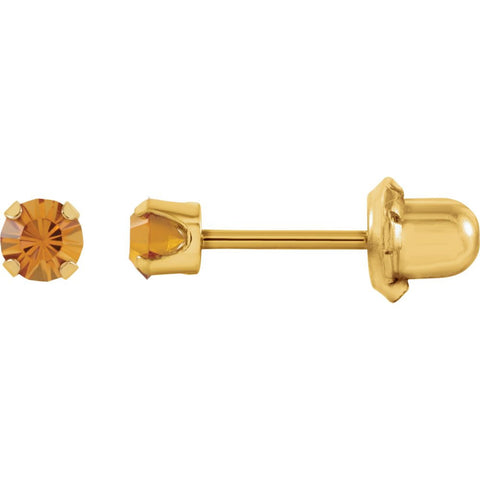 14k Yellow Gold Solitaire "November" Birthstone Piercing Earrings 14k Yellow Gold Solitaire "November" Birthstone Piercing Earrings