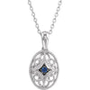Decorative Gemstone Fashion Necklace in Sterling Silver ( 18.00-Inch )