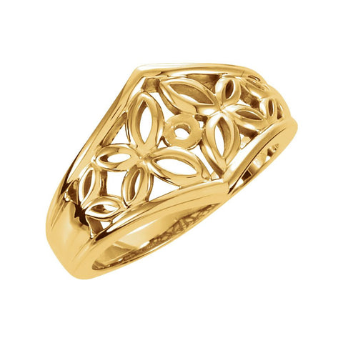 14k Yellow Gold Floral-Inspired Solitaire Engagement Ring Base, Size 6 14k Yellow Gold Floral-Inspired Solitaire Engagement Ring Base, Size 6