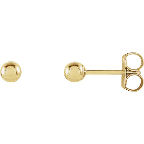 14k Yellow Gold 3mm Ball Earrings with Bright Finish
