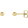 03.00 mm Pair of Ball Earrings with Bright Finish and Backs in 14K Yellow Gold