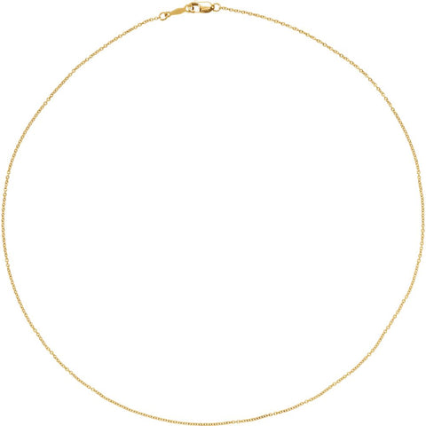 14k Yellow Gold 1mm Solid Cable 20" Chain
