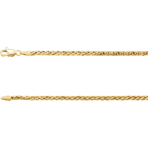 14k Yellow Gold 3mm Hollow Wheat 20" Chain