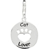 Heart U Back Cat Lover Paw Charm in Sterling Silver