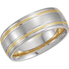 7 mm Comfort-Fit Men's Wedding Band Ring in 14k White and Yellow Gold (Size 10.5 )