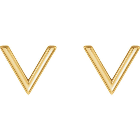 14k Yellow Gold "V" Earrings