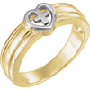 Two Tone Heart and Cross Ring in 14k White and Yellow Gold ( Size 6 ) Two Tone Heart and Cross Ring in 14k White and Yellow Gold ( Size 6 )