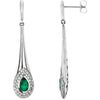 14K White Gold Chatham« Created Emerald & 1/2 CTW Diamond Earrings