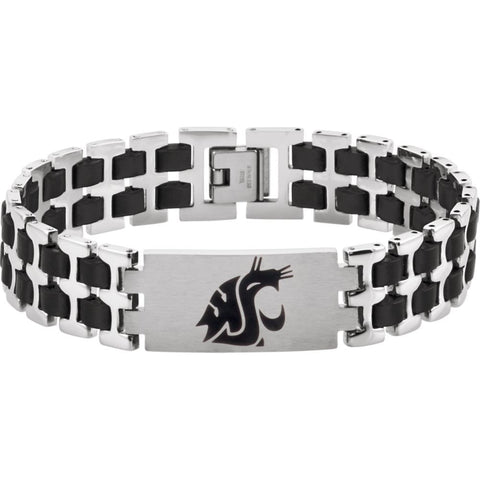 Stainless Steel Washington State Cougars Logo 8.5" Bracelet