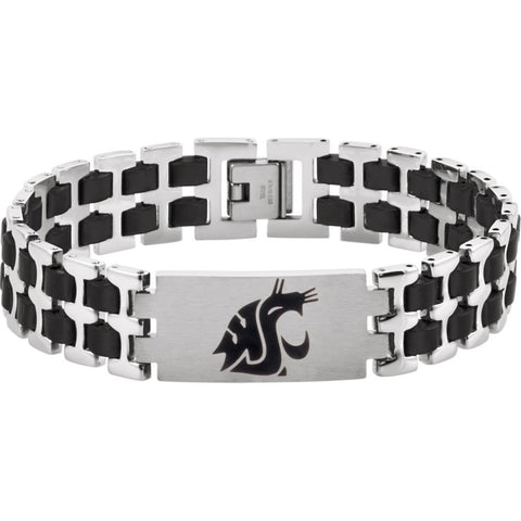 Stainless Steel Washington State Cougars Logo 8.5" Bracelet Stainless Steel Washington State Cougars Logo 8.5" Bracelet
