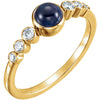 14k Yellow Gold Blue Sapphire & 1/6 ctw. Diamond Ring, Size 7