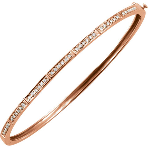 14k Rose Gold 1/3 CTW Diamond Bangle Bracelet