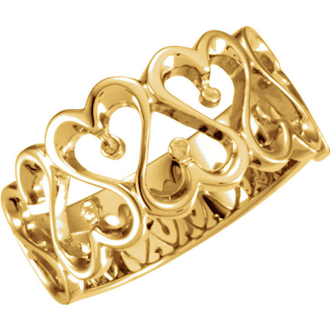 14k Yellow Gold 10mm Ladies Heart Design Duo Band, Size 7 14k Yellow Gold 10mm Ladies Heart Design Duo Band, Size 7