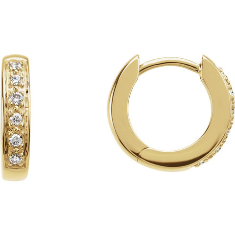 14k Yellow Gold 1/10 CTW Diamond Hoop Earrings 14k Yellow Gold 1/10 CTW Diamond Hoop Earrings