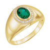 14k Yellow Gold Men's Chatham« Created Emerald & Diamond Accented Ring, Size 11