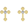 14K Yellow .01 CTW Diamond Cross Earrings
