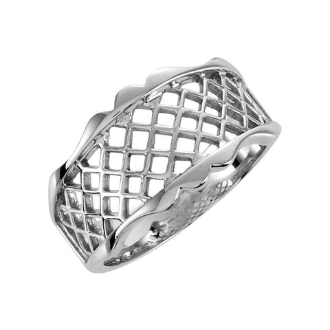 14k White Gold Lattice Design Band, Size 6 14k White Gold Lattice Design Band, Size 6