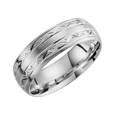 14k White Gold 7mm Grooved Band Size 10 14k White Gold 7mm Grooved Band Size 10