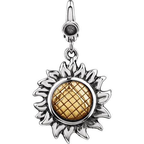 Sterling Silver Enamel Sunflower Charm Sterling Silver Enamel Sunflower Charm