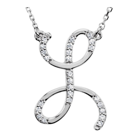 Sterling Silver Letter "L" 1/8 CTW Diamond Initial 16" Necklace Sterling Silver Letter "L" 1/8 CTW Diamond Initial 16" Necklace