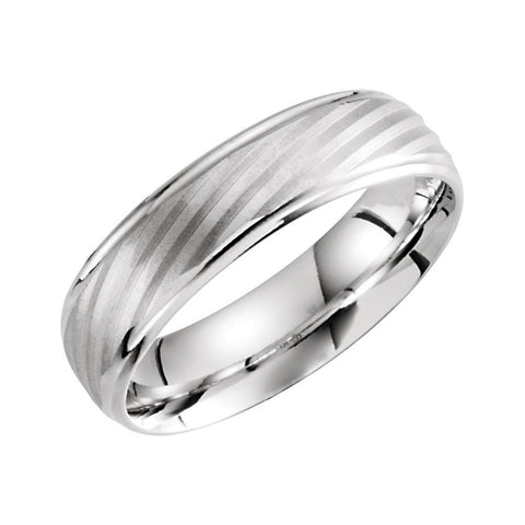 14k White Gold 6mm Grooved Band, Size 10 14k White Gold 6mm Grooved Band, Size 10